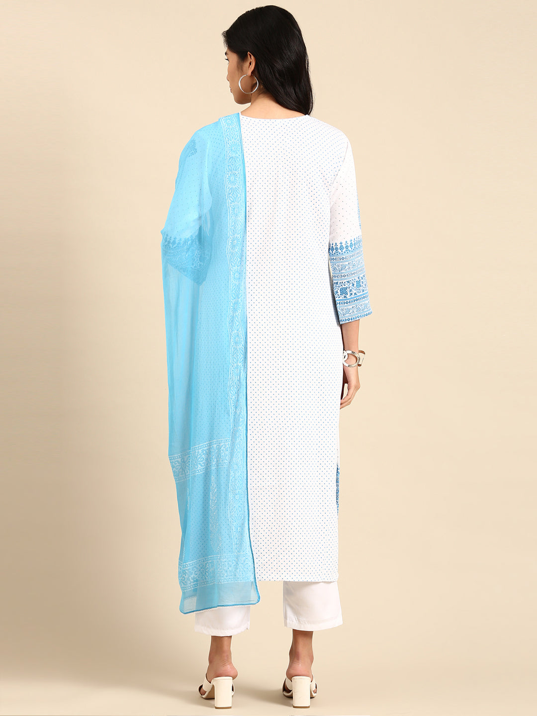 Women's White Printed Kurta Set