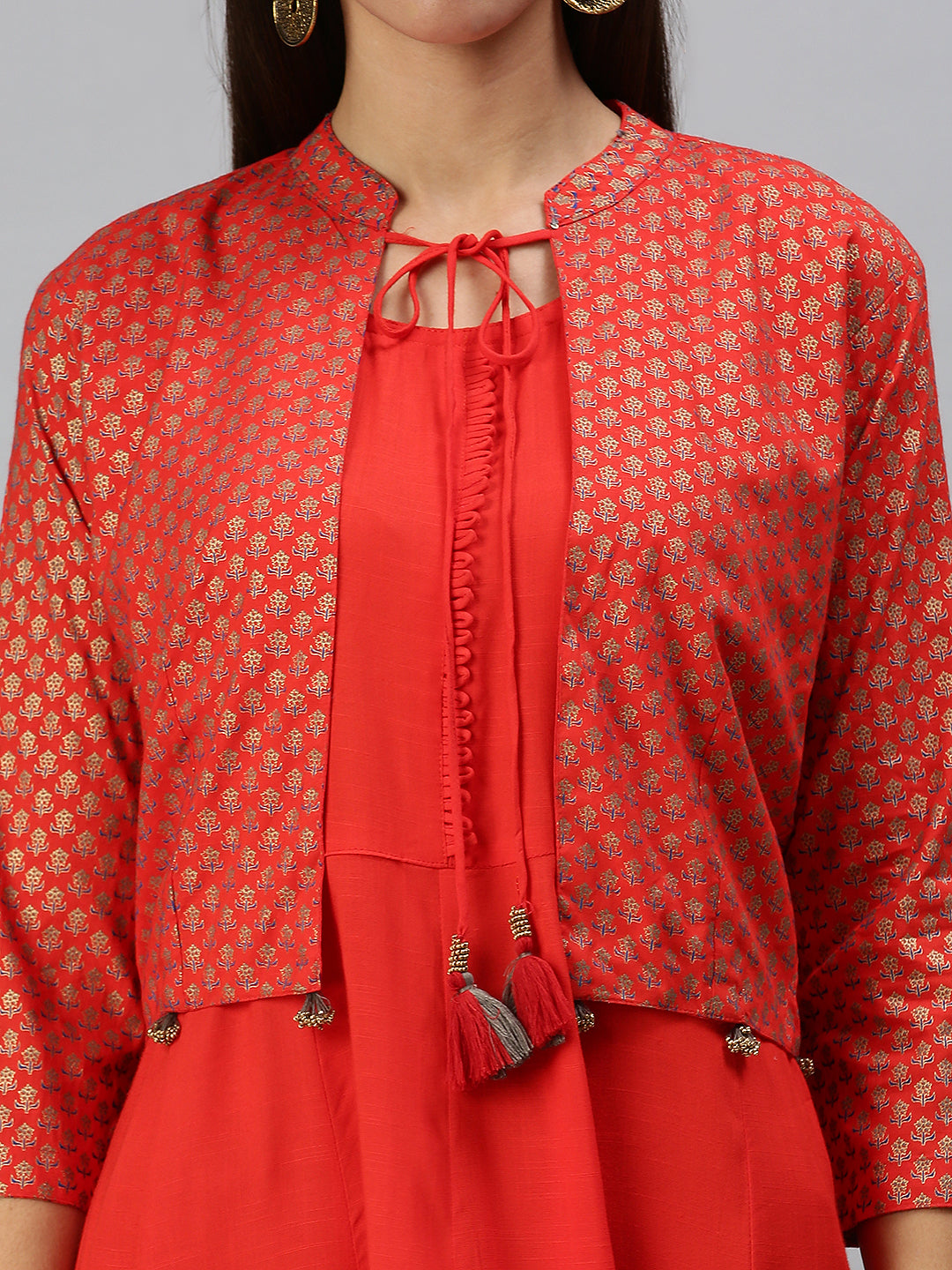 Women's Red Printed Anarkali Kurta