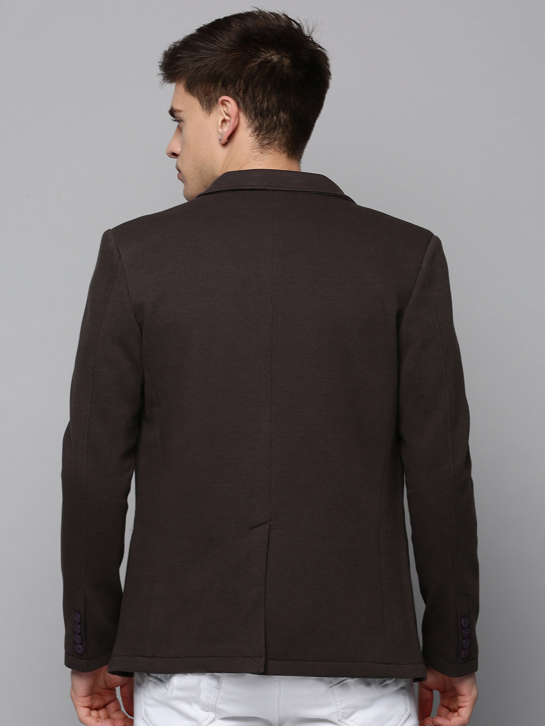 Men Brown Solid Blazer