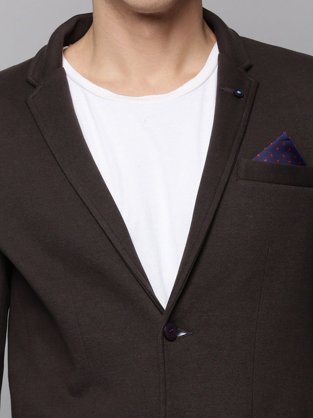 Men Brown Solid Blazer