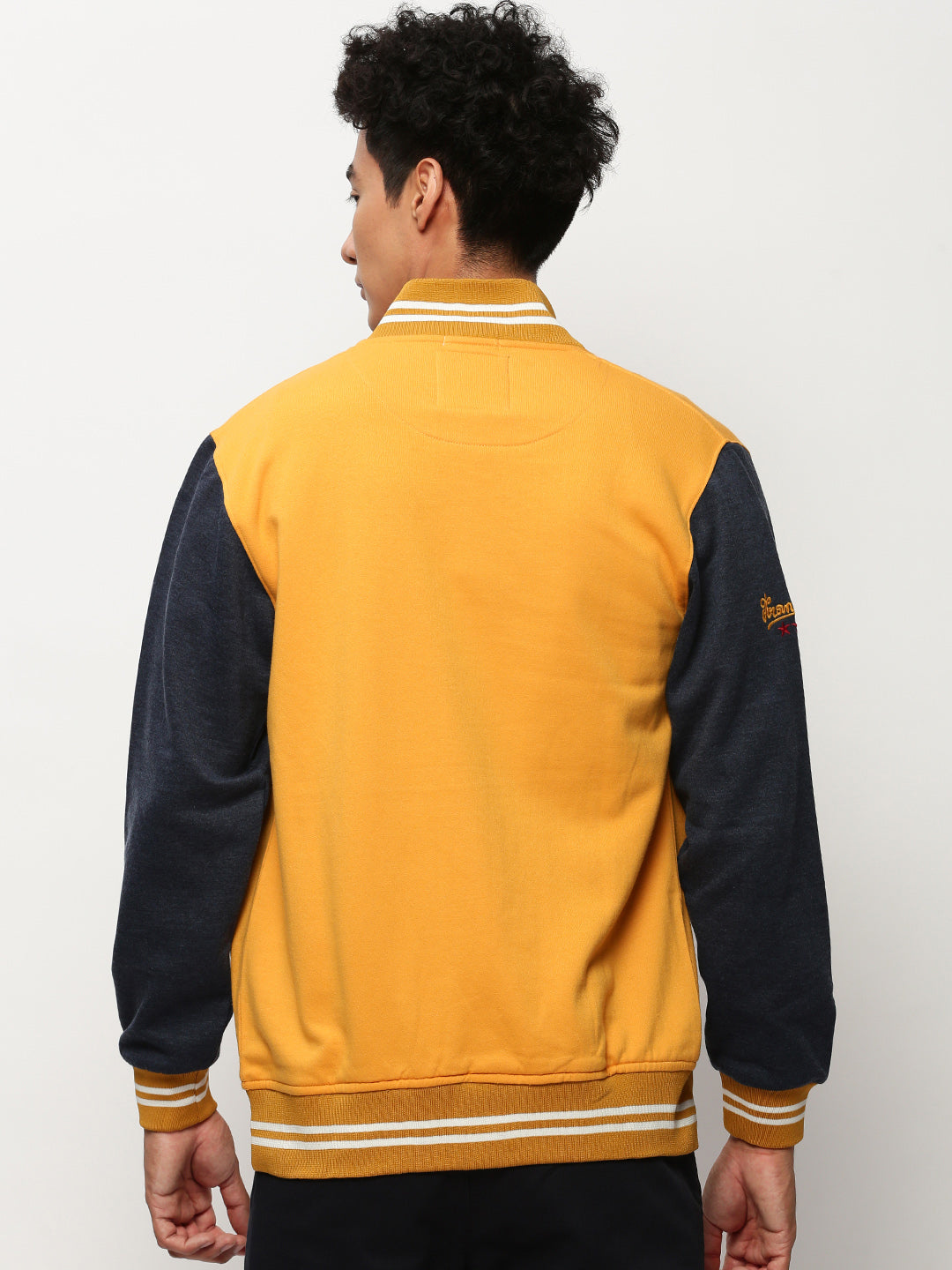 Men Yellow Solid Casual Sweatshirts