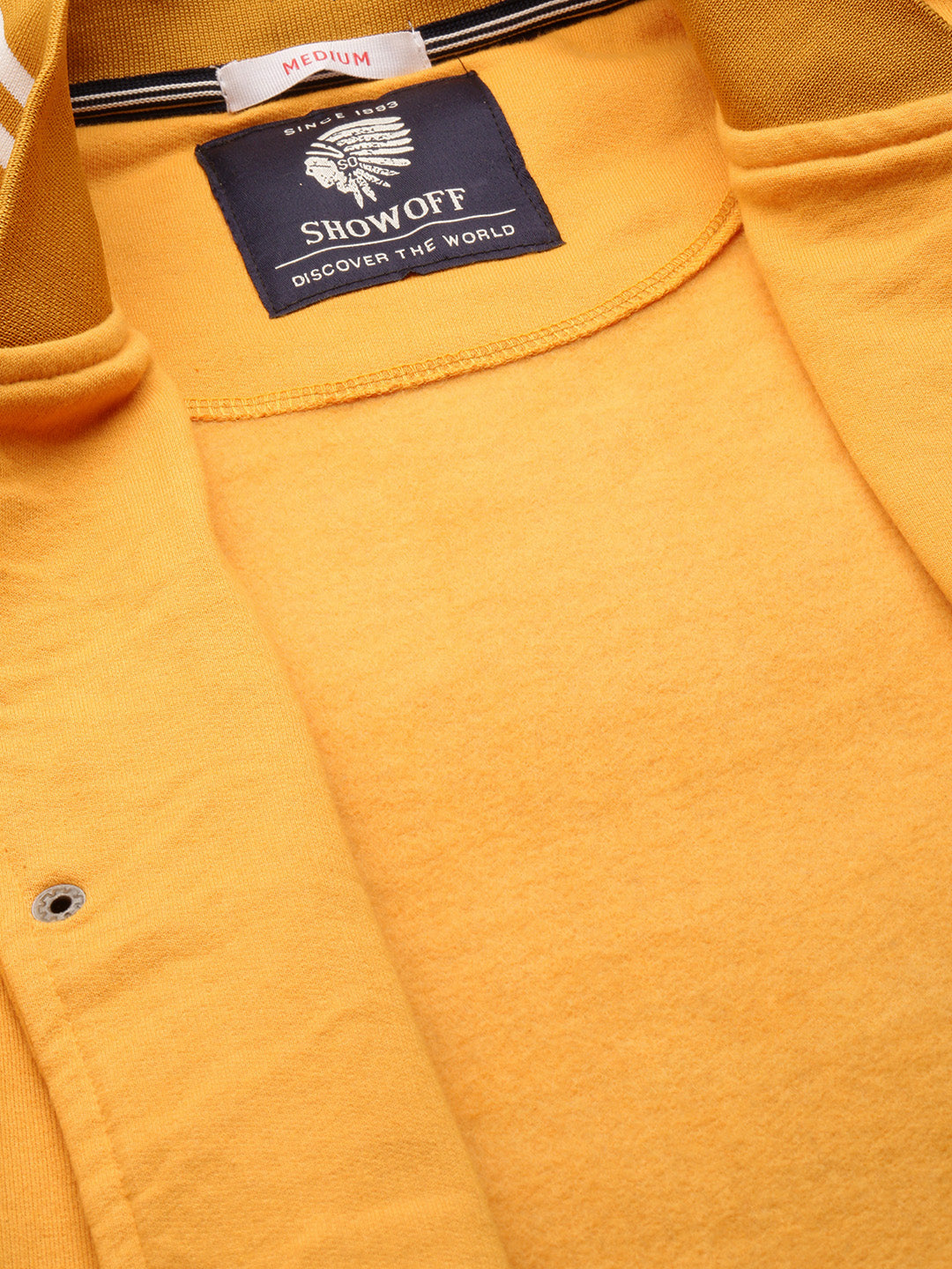 Men Yellow Solid Casual Sweatshirts