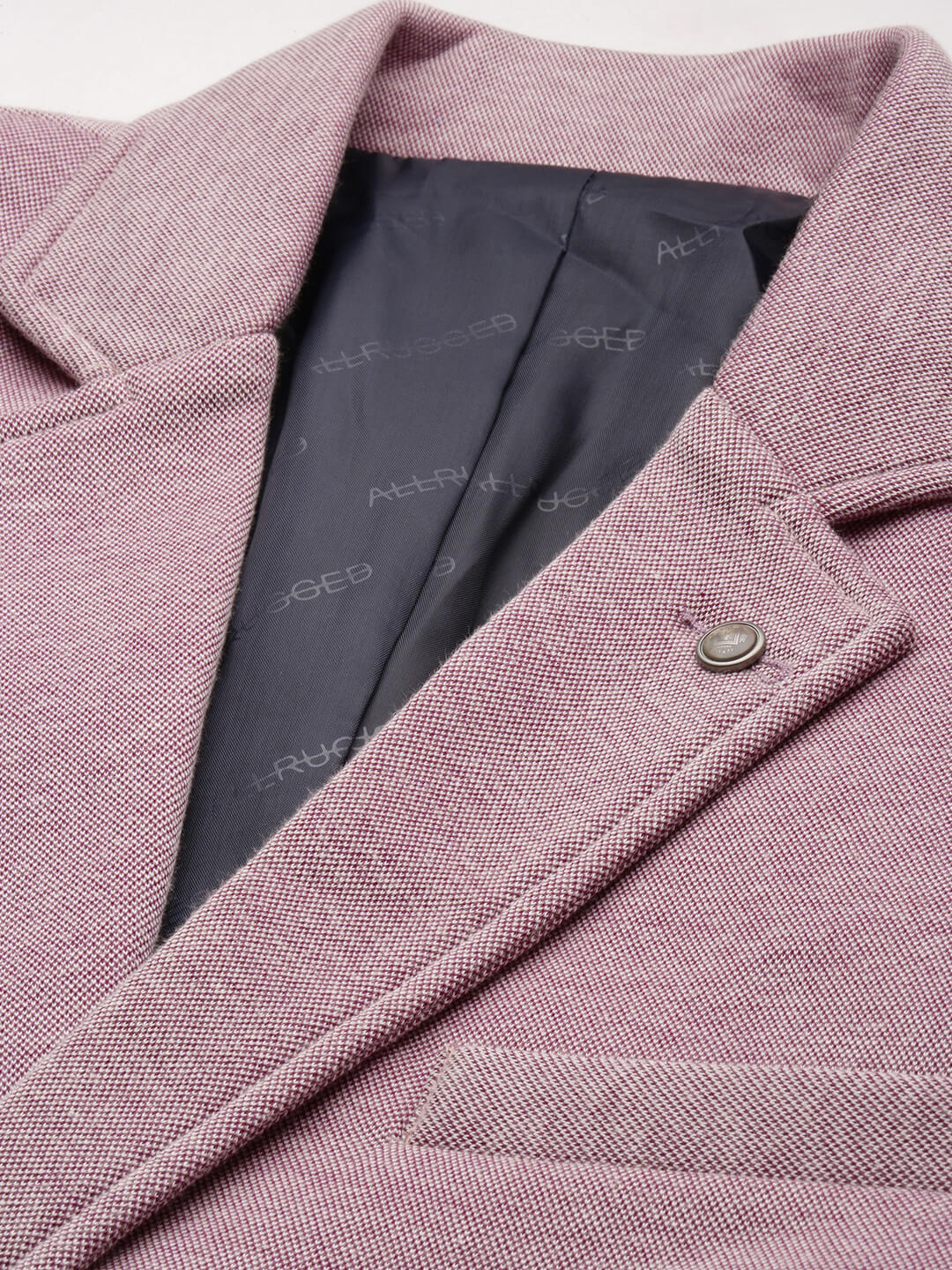 Men Mauve Solid Casual Blazers