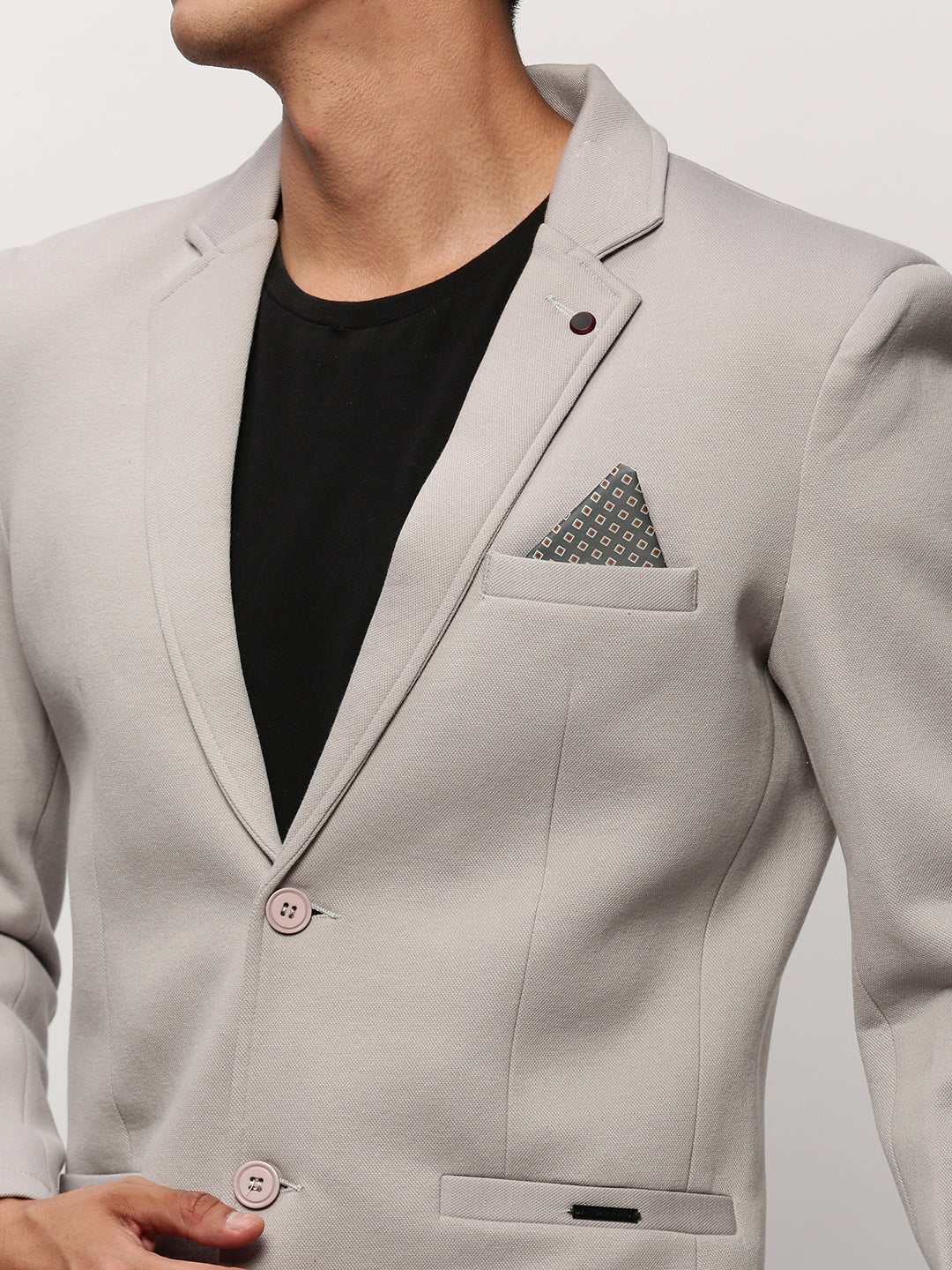 Men Grey Solid Casual Blazers