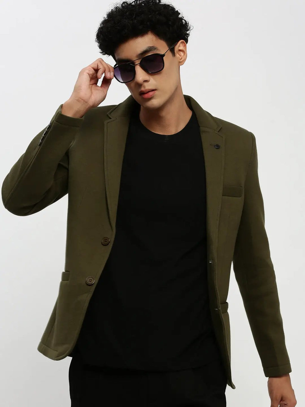 Showoffff Men's Olive Slim Fit Blazer - Image 1