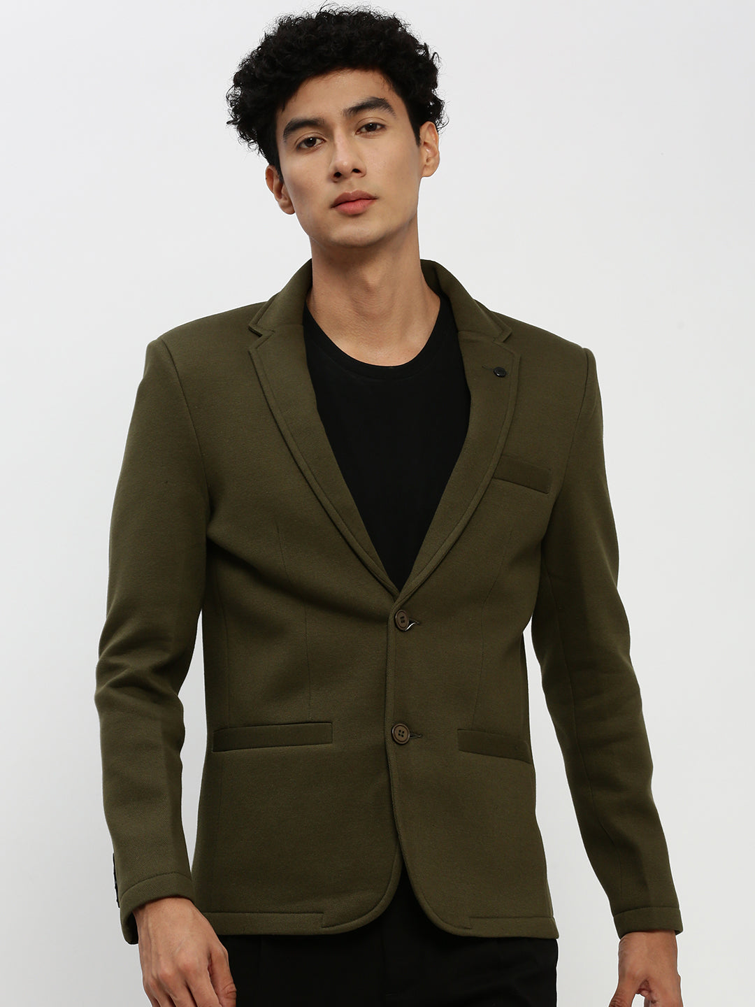 Men Green Solid Blazer