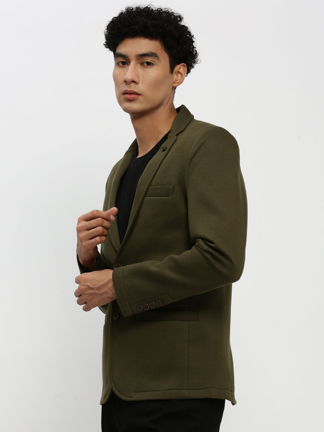 Men Green Solid Blazer