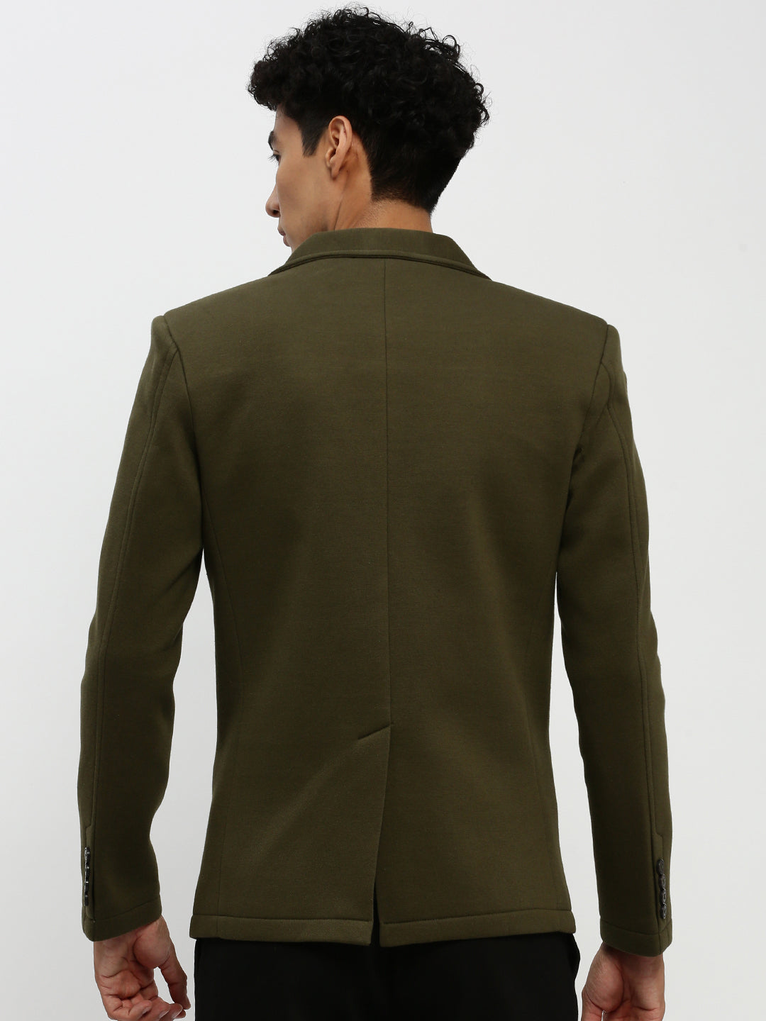 Men Green Solid Blazer