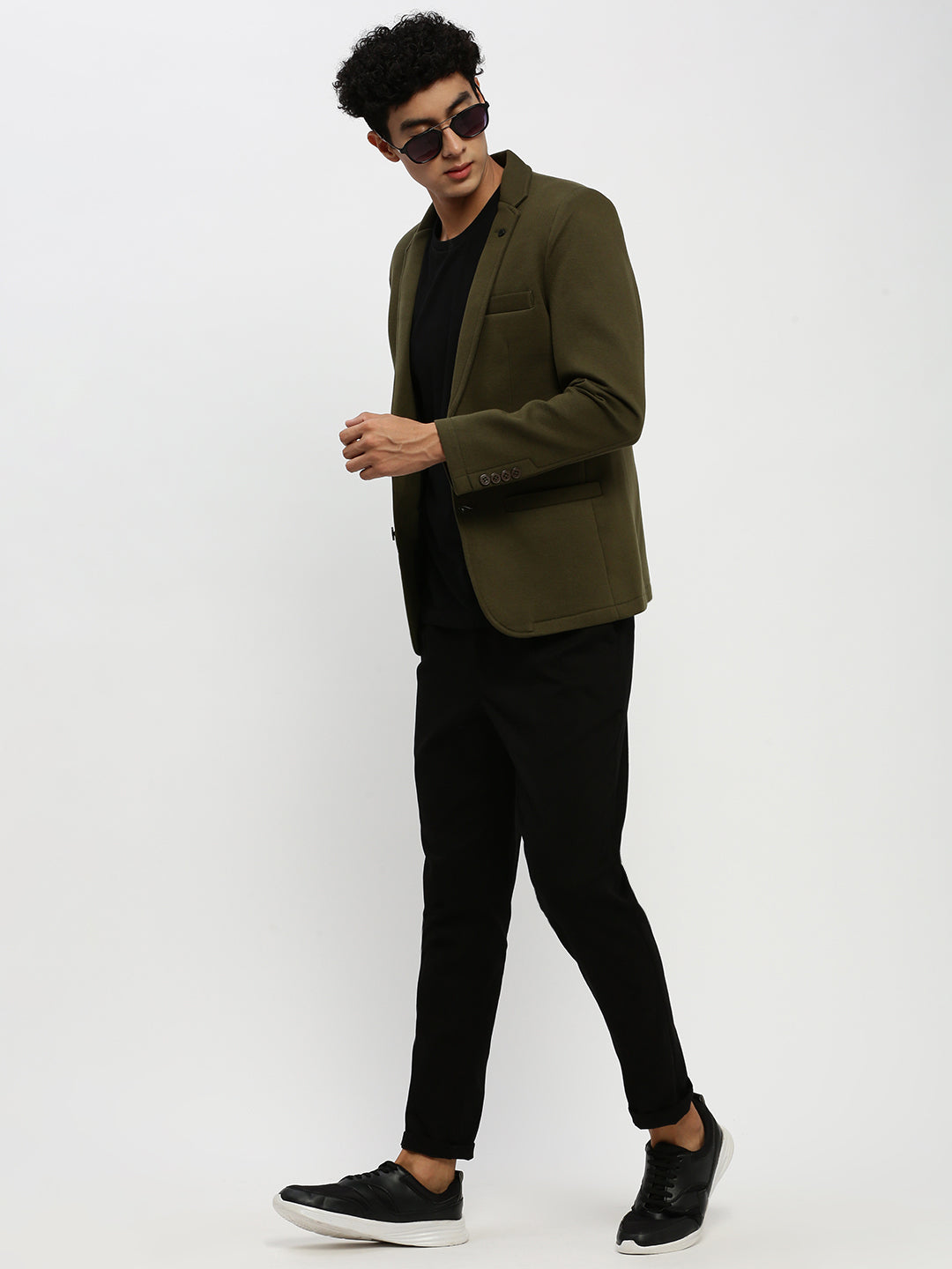 Men Green Solid Blazer