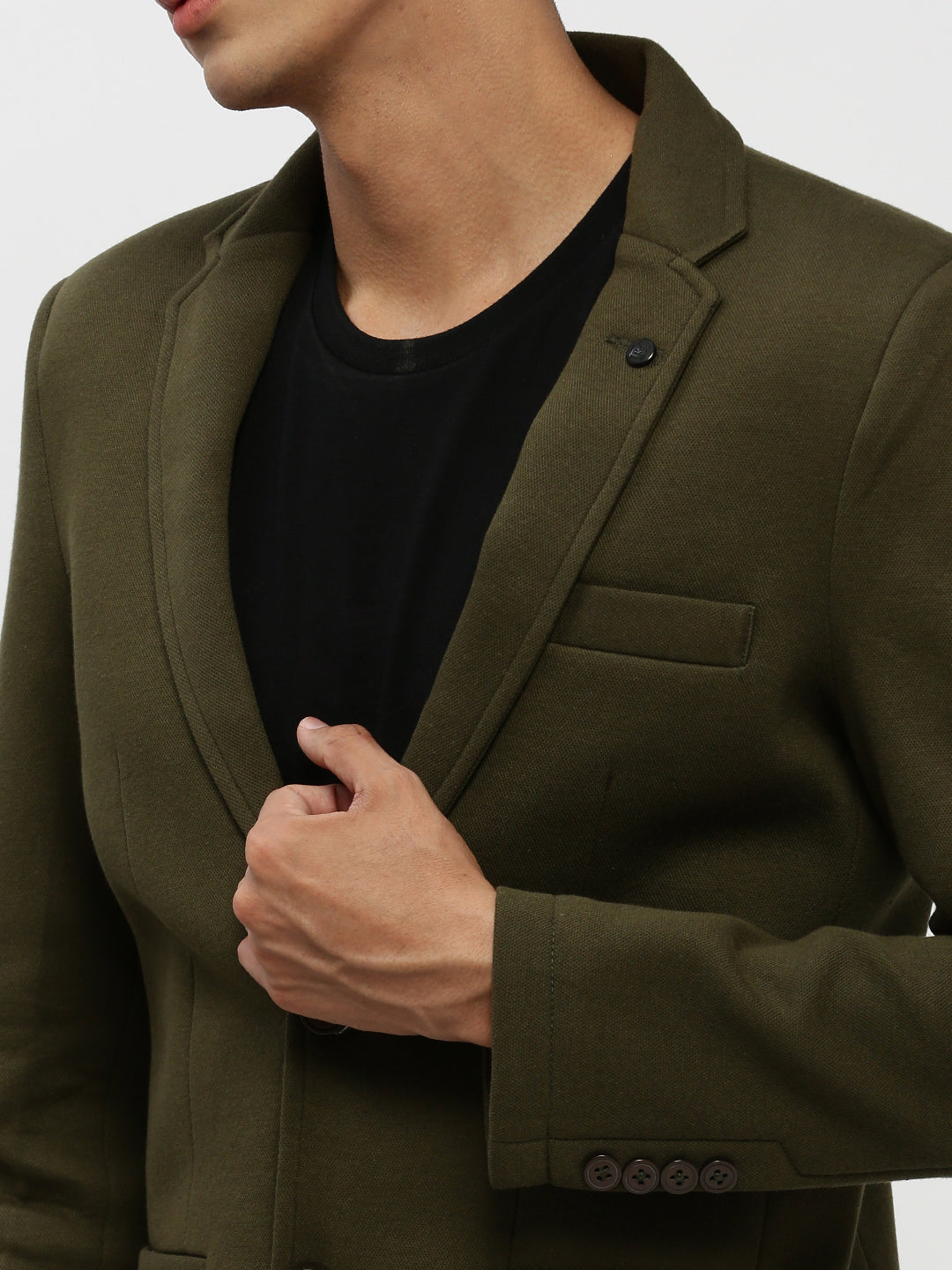 Men Green Solid Blazer