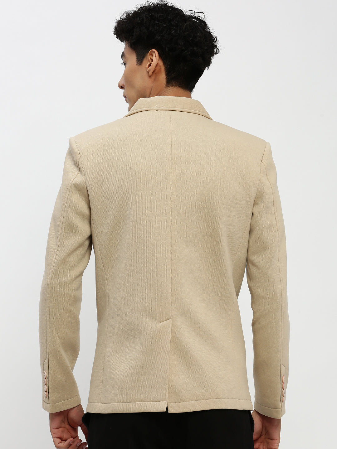 Men Beige Solid Blazer