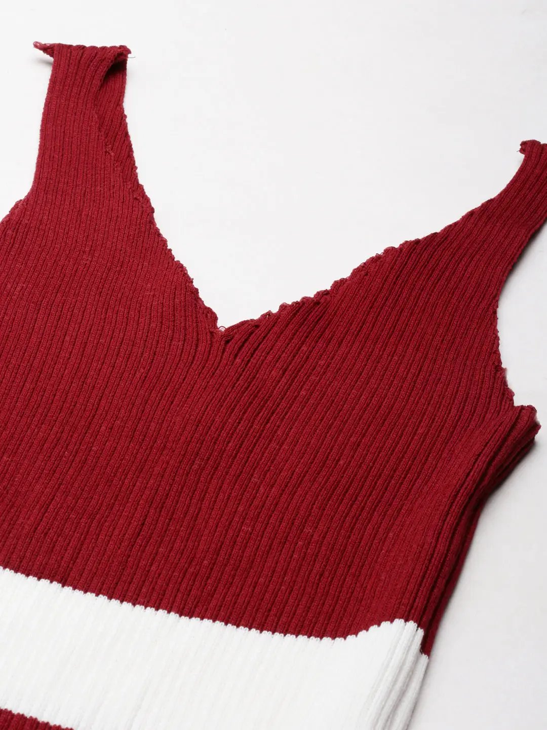 Women's Maroon Colourblock Bodycon Dress