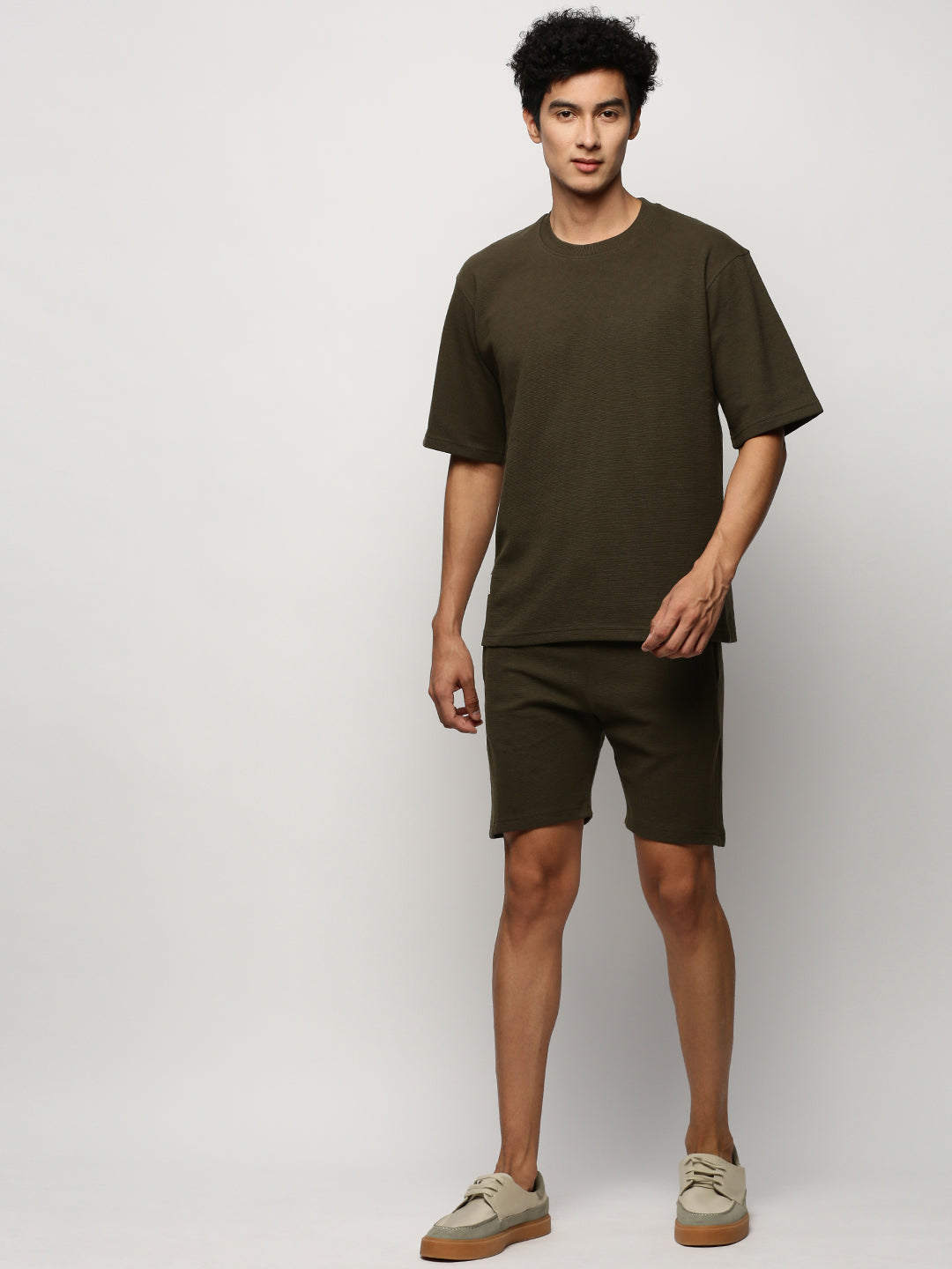 Men Green Solid Casual Co ords