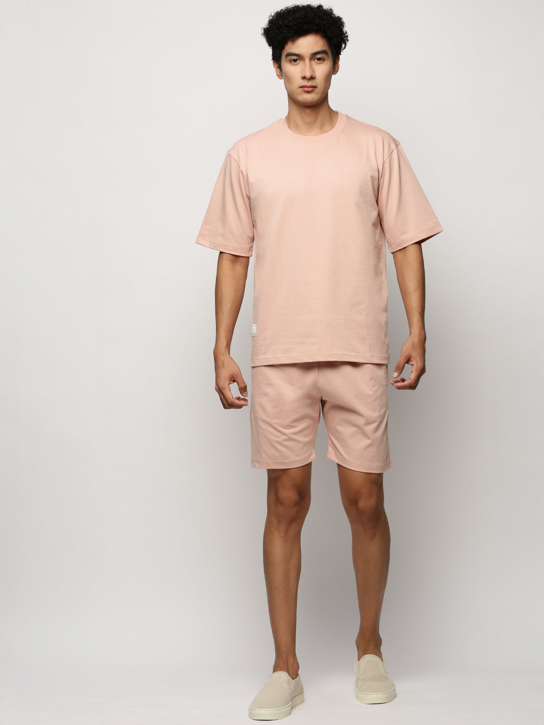 Men Peach Solid Casual Co ords