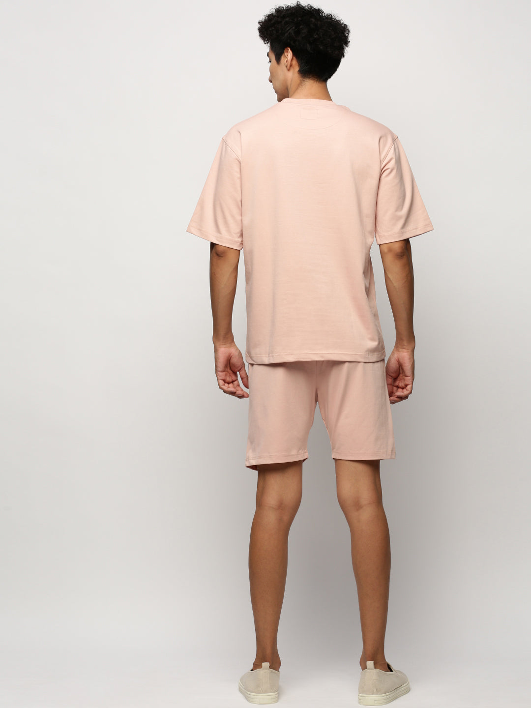 Men Peach Solid Casual Co ords