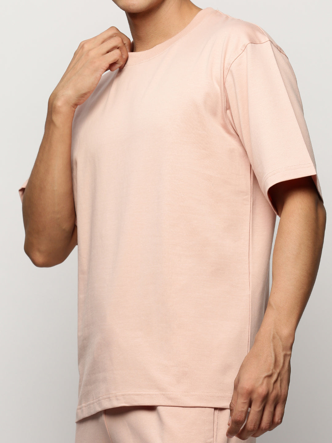 Men Peach Solid Casual Co ords