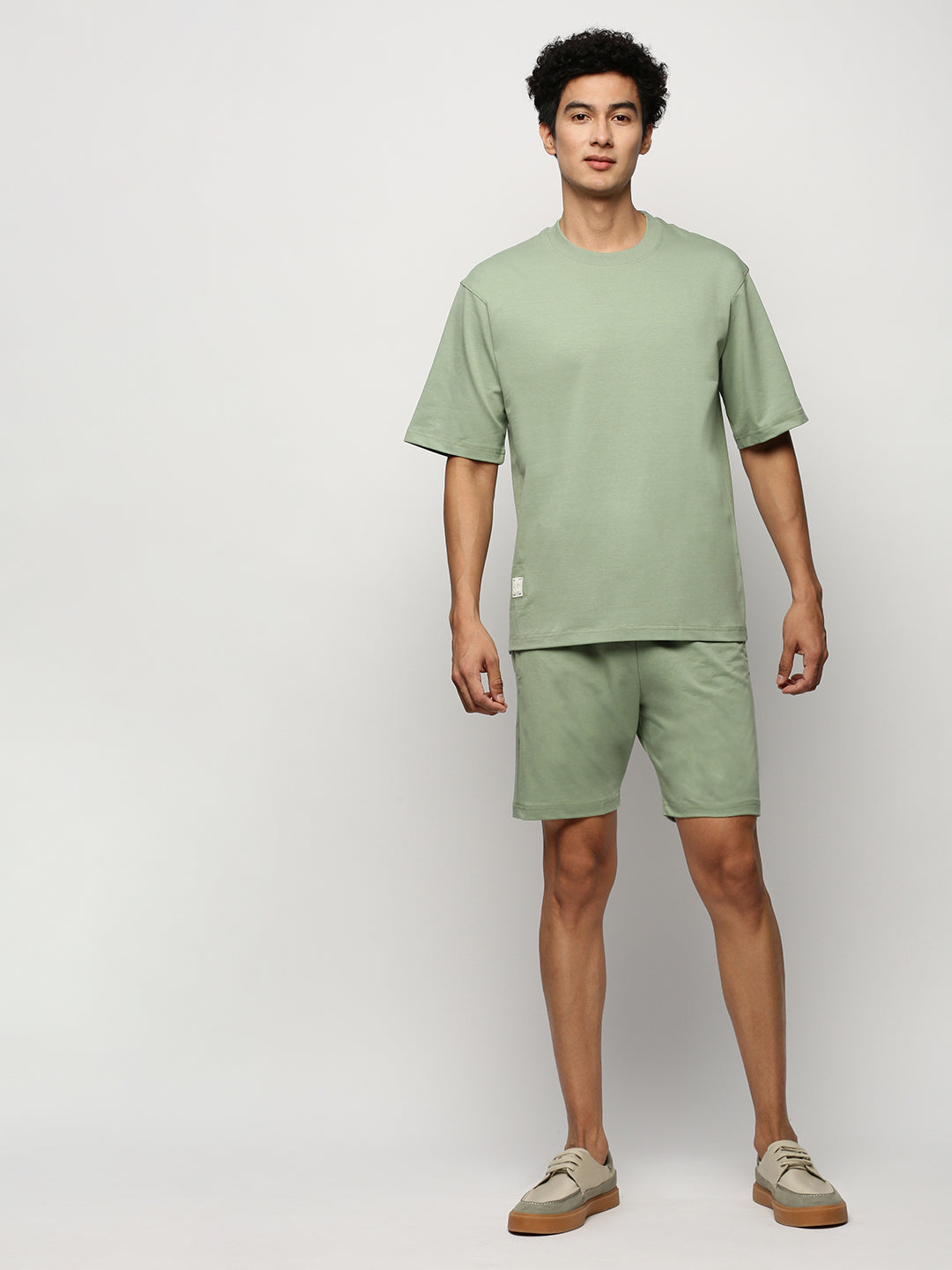 Men Green Solid Casual Co ords