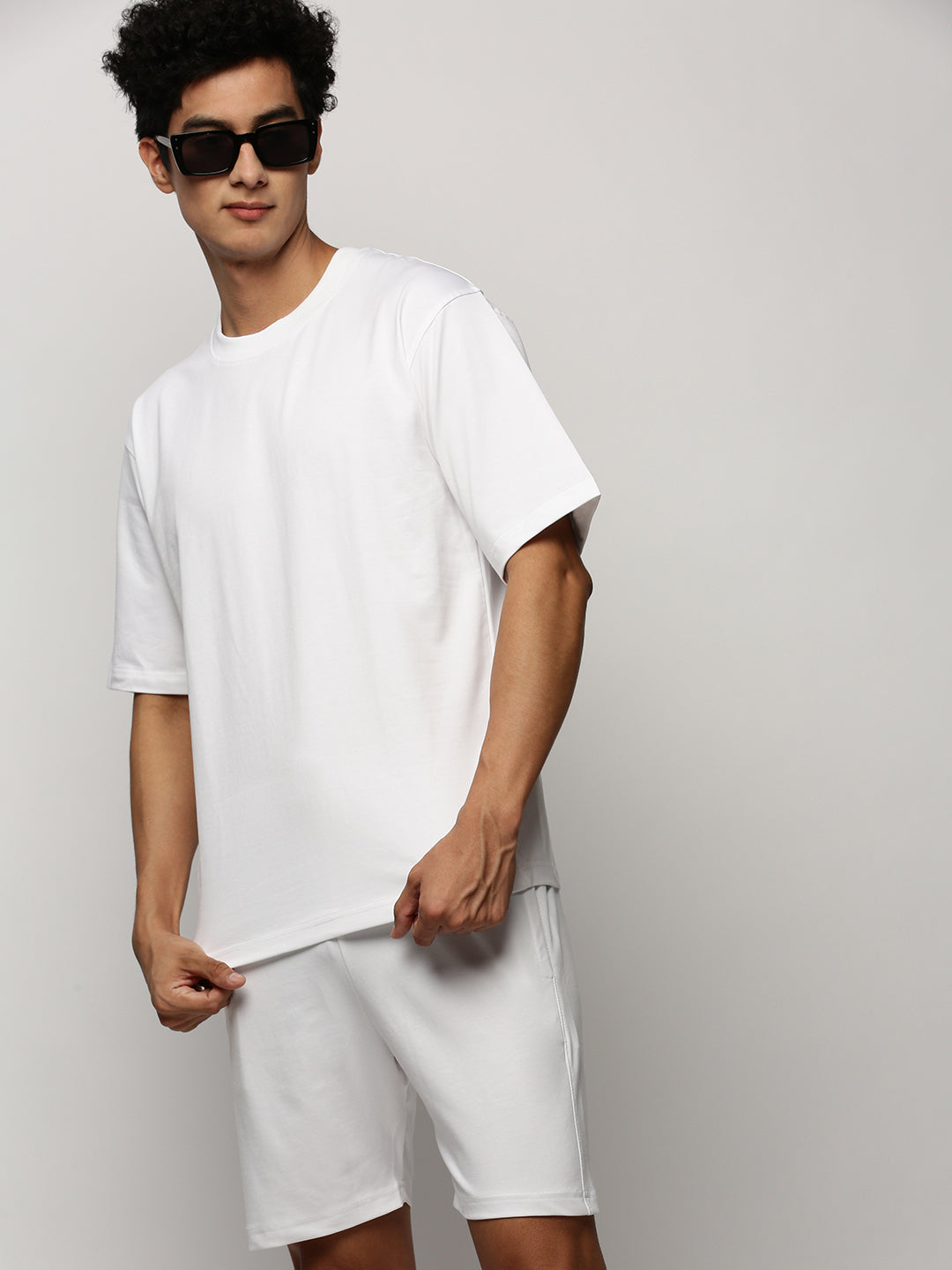 Men White Solid Casual Co ords