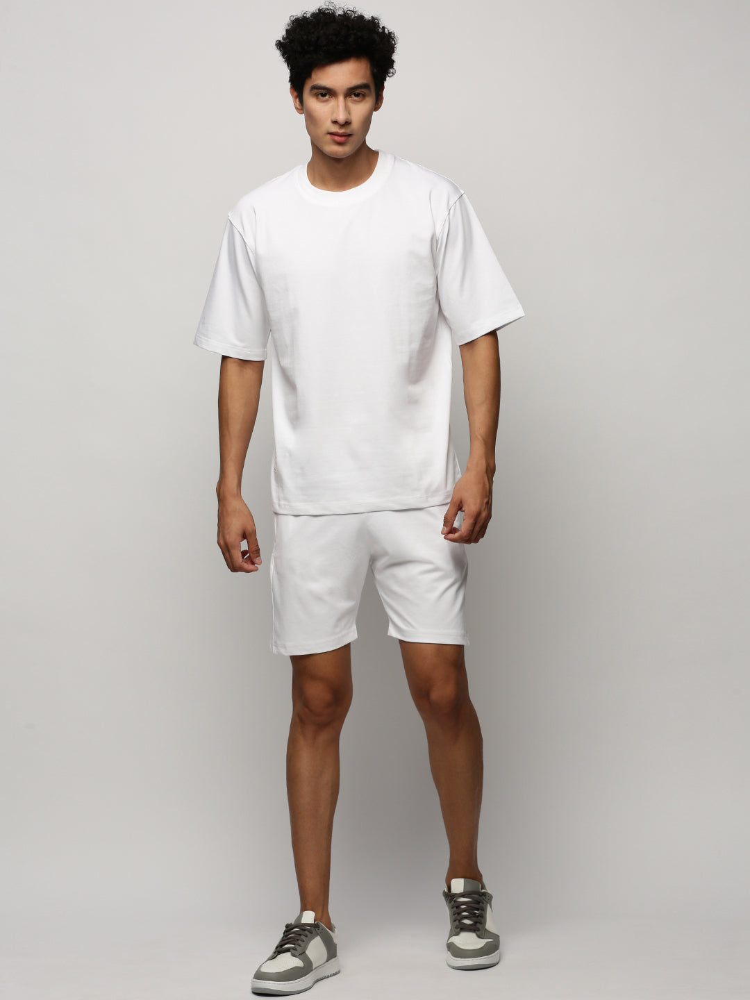 Men White Solid Casual Co ords