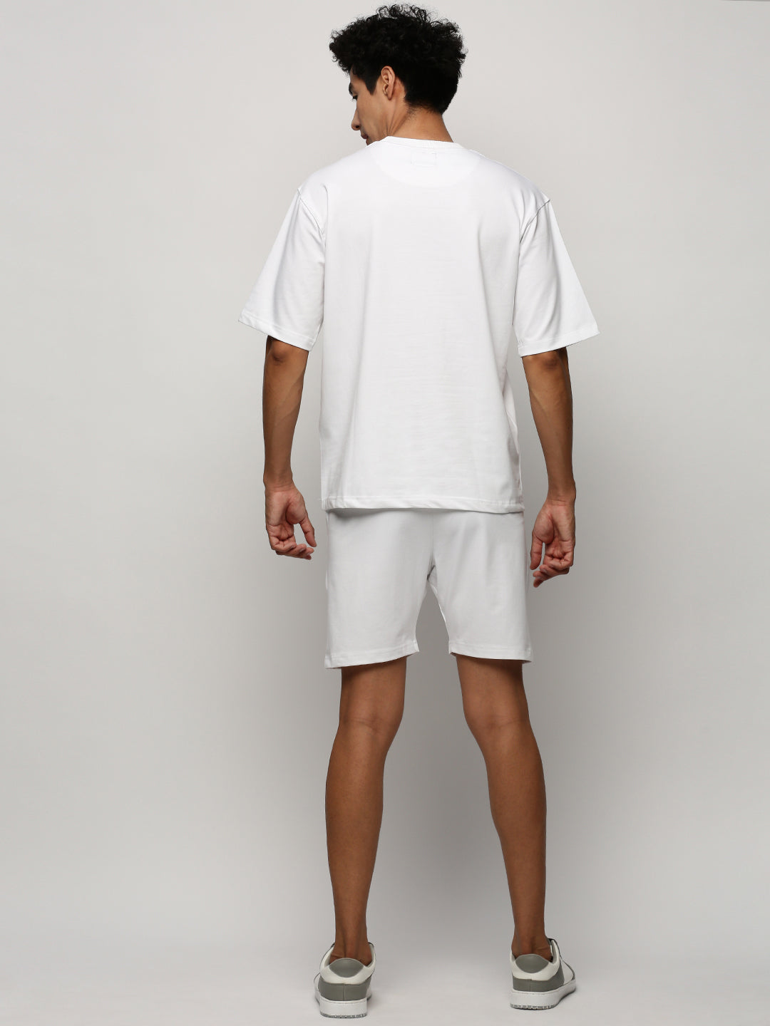 Men White Solid Casual Co ords