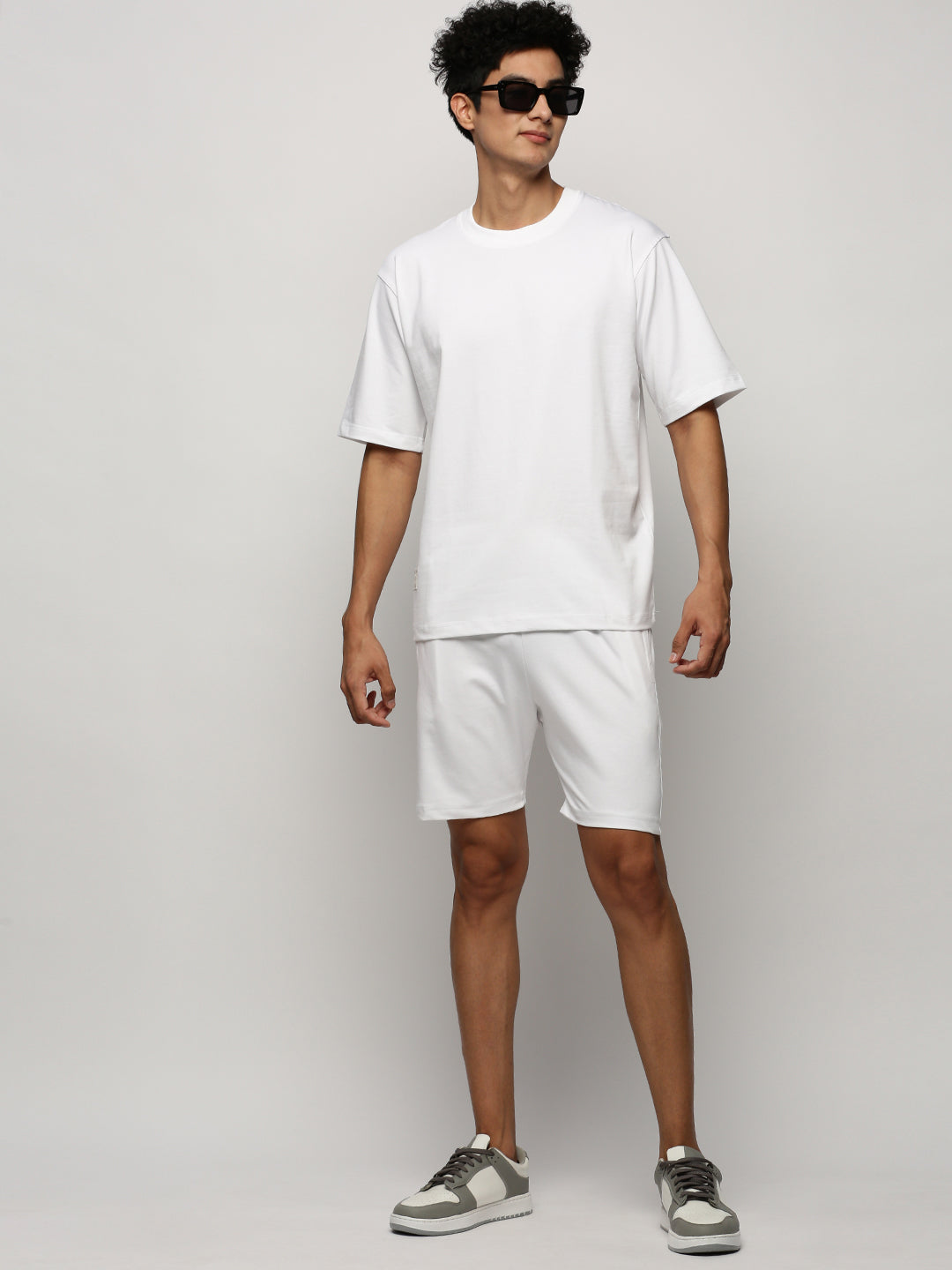 Men White Solid Casual Co ords