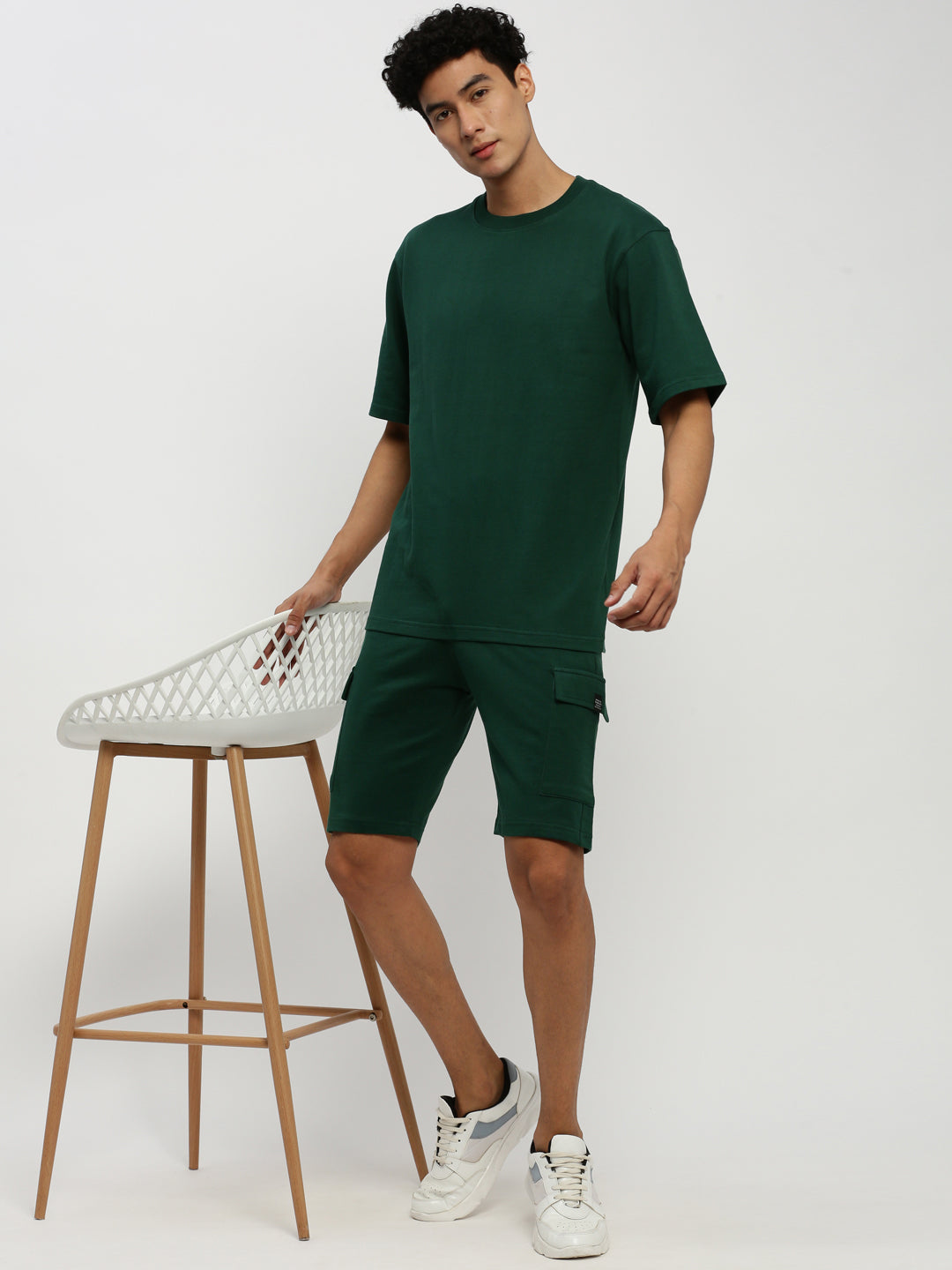 Men Green Solid Co ordSet