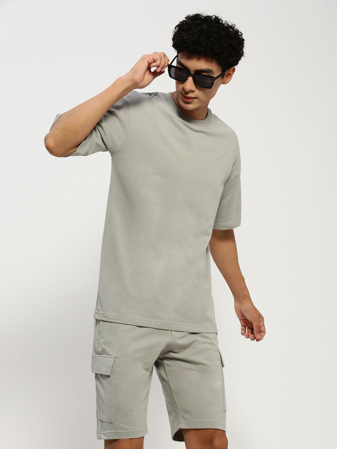 Men's Grey Short Sleeves T-Shirt And Shorts Co-Ords Set