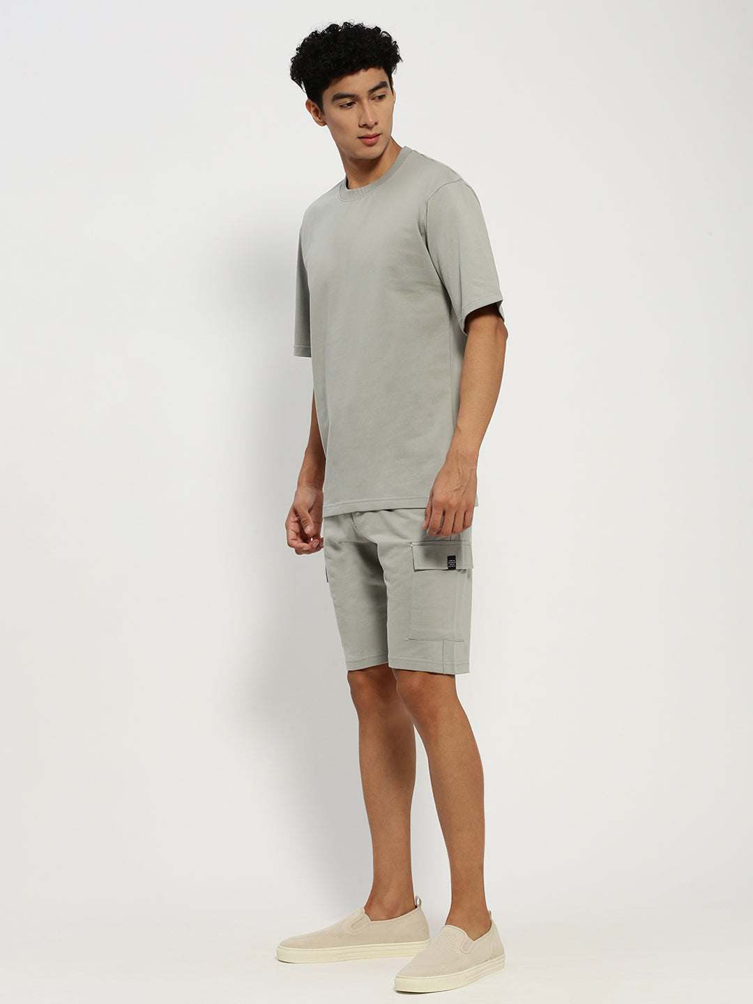 Men's Grey Short Sleeves T-Shirt And Shorts Co-Ords Set