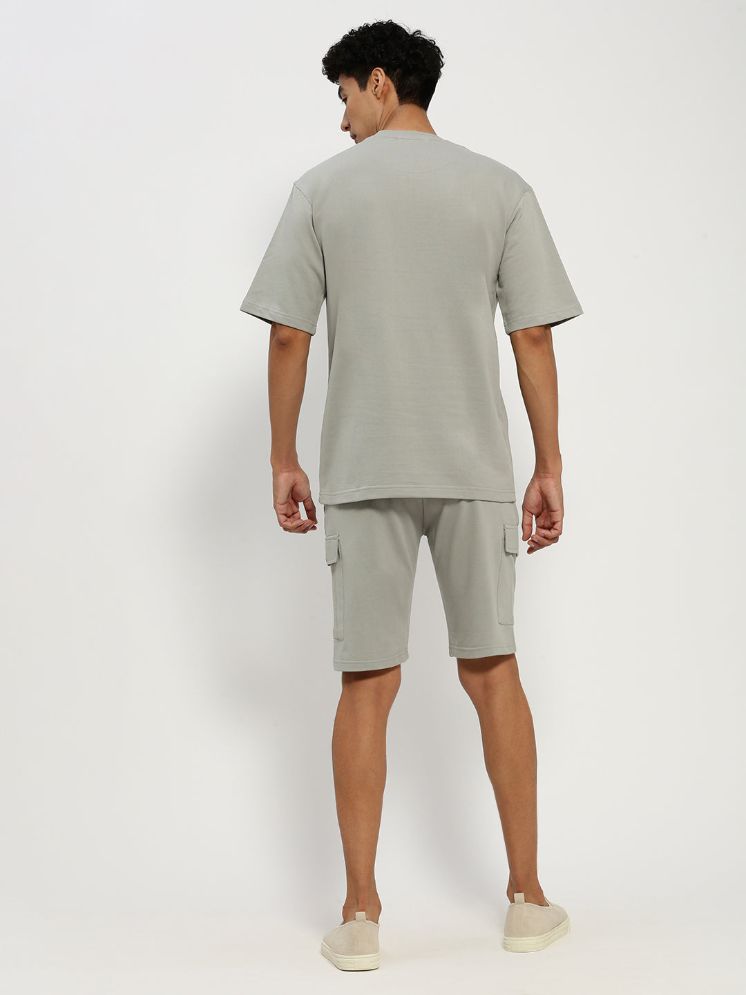 Men's Grey Short Sleeves T-Shirt And Shorts Co-Ords Set
