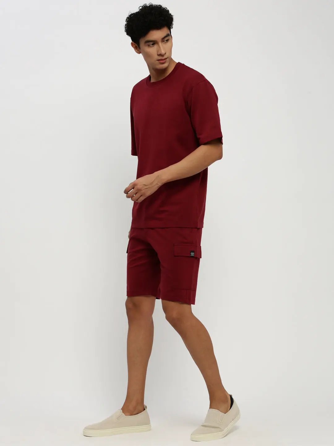 Men's Maroon Round Neck T-Shirt & Shorts Co-Ords Set - from SHOWOFFFF