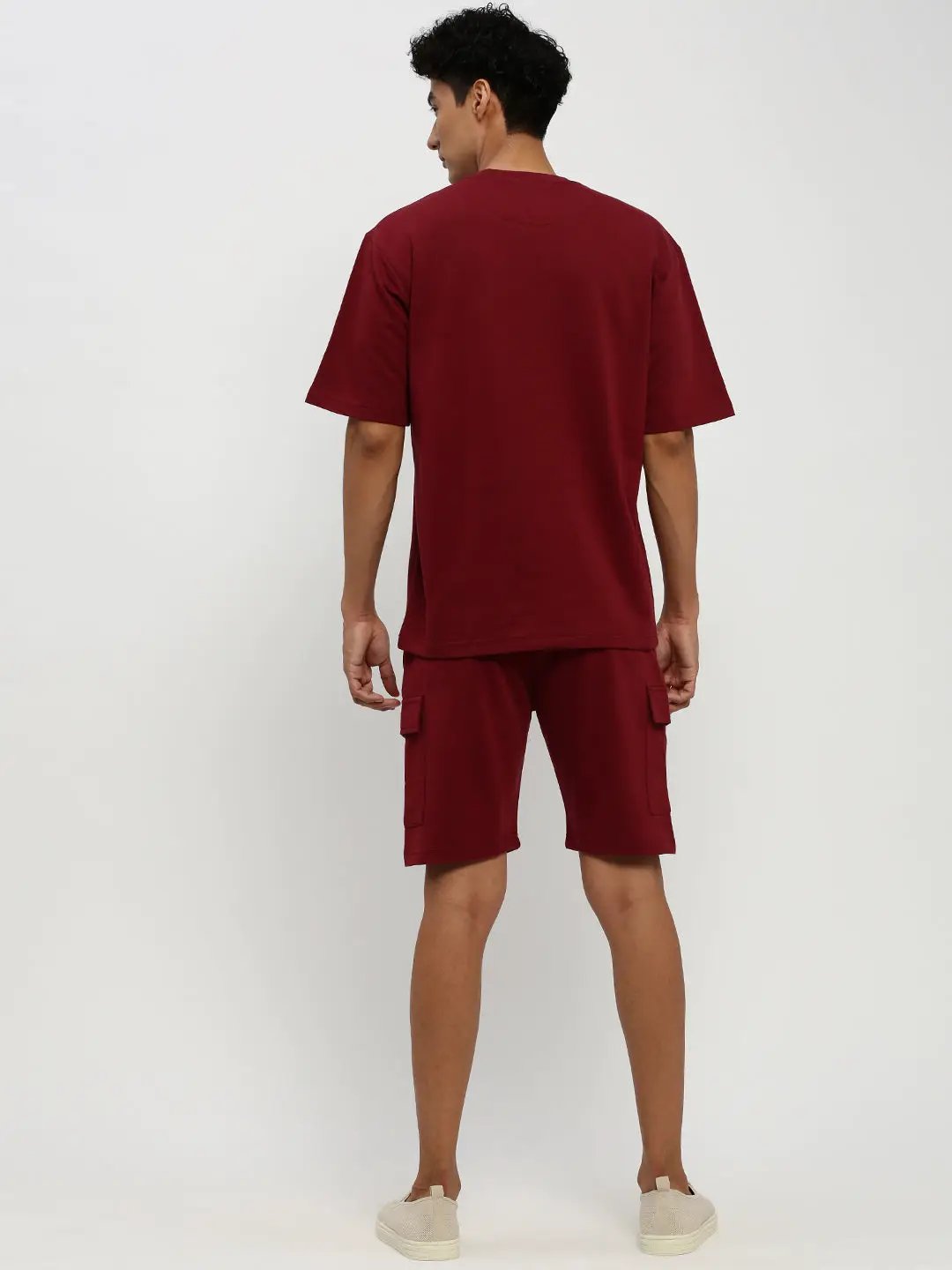 Men's Maroon Round Neck T-Shirt & Shorts Co-Ords Set - from SHOWOFFFF