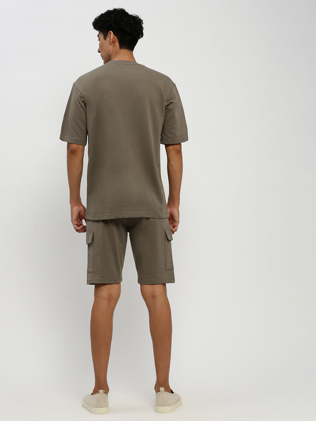 Men's Green Round Neck T-Shirt & Shorts Co-Ords Set