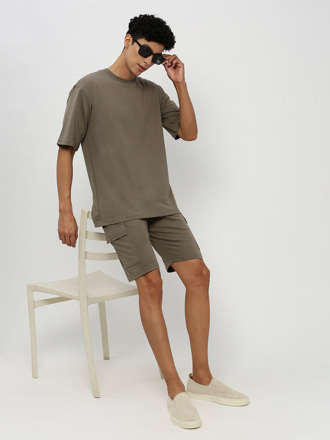 Men's Green Round Neck T-Shirt & Shorts Co-Ords Set