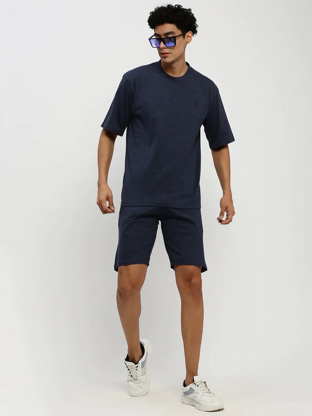 Men's Navy Blue Round Neck T-Shirt & Shorts Co-Ords Set - from SHOWOFFFF