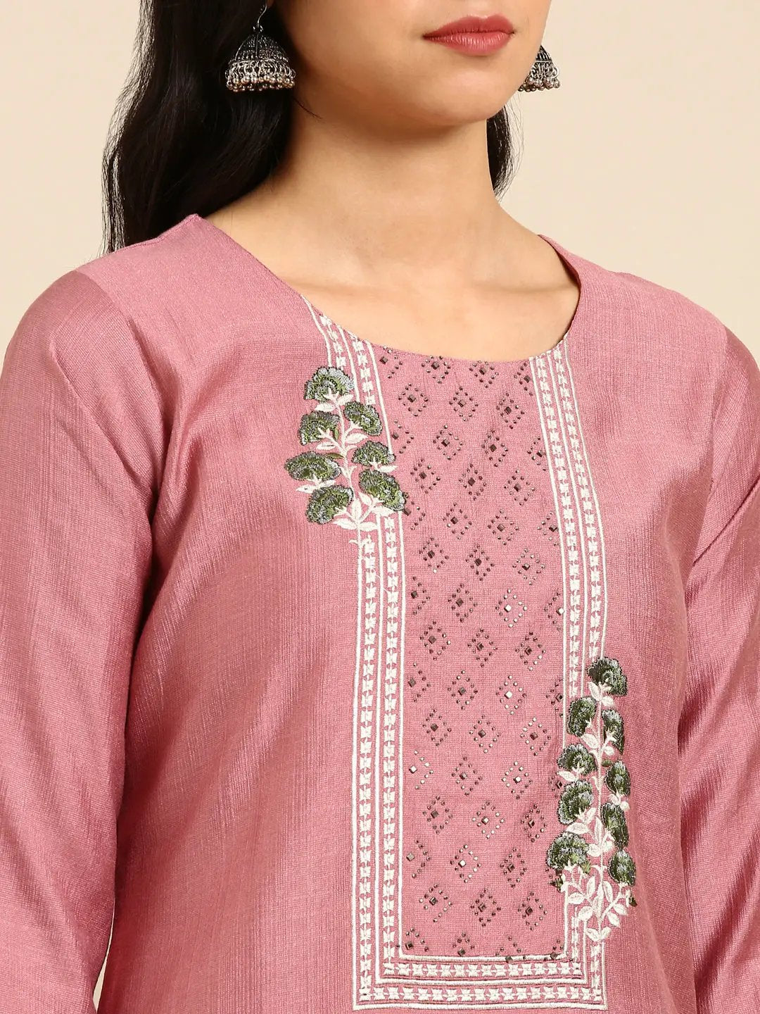 Women's Mauve Printed Straight Kurta