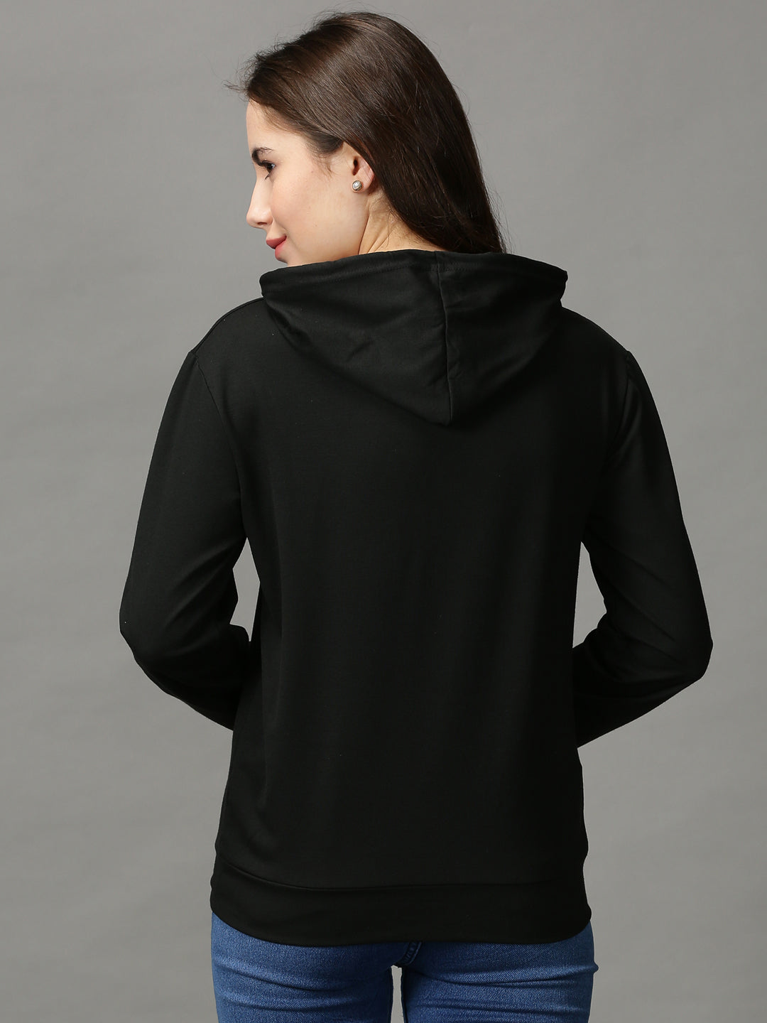 Women's Black Solid Sweatshirt