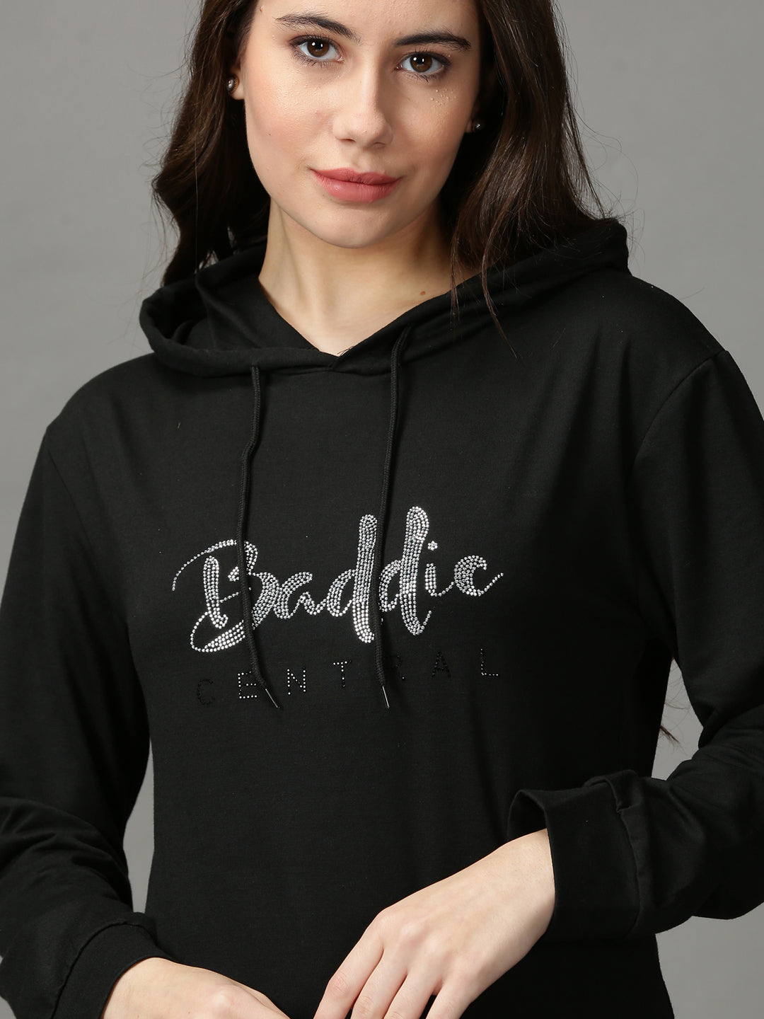 Women's Black Solid Sweatshirt