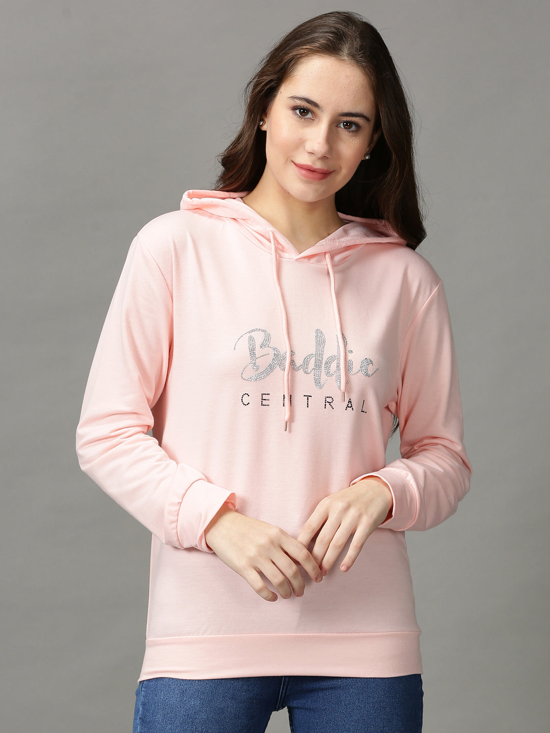 Women's Pink Solid Sweatshirt