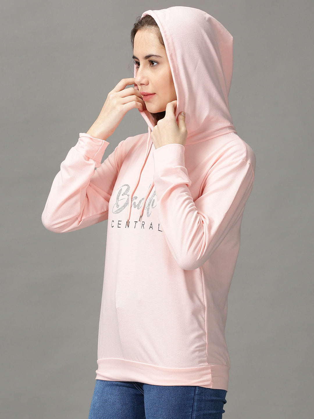 Women's Pink Solid Sweatshirt