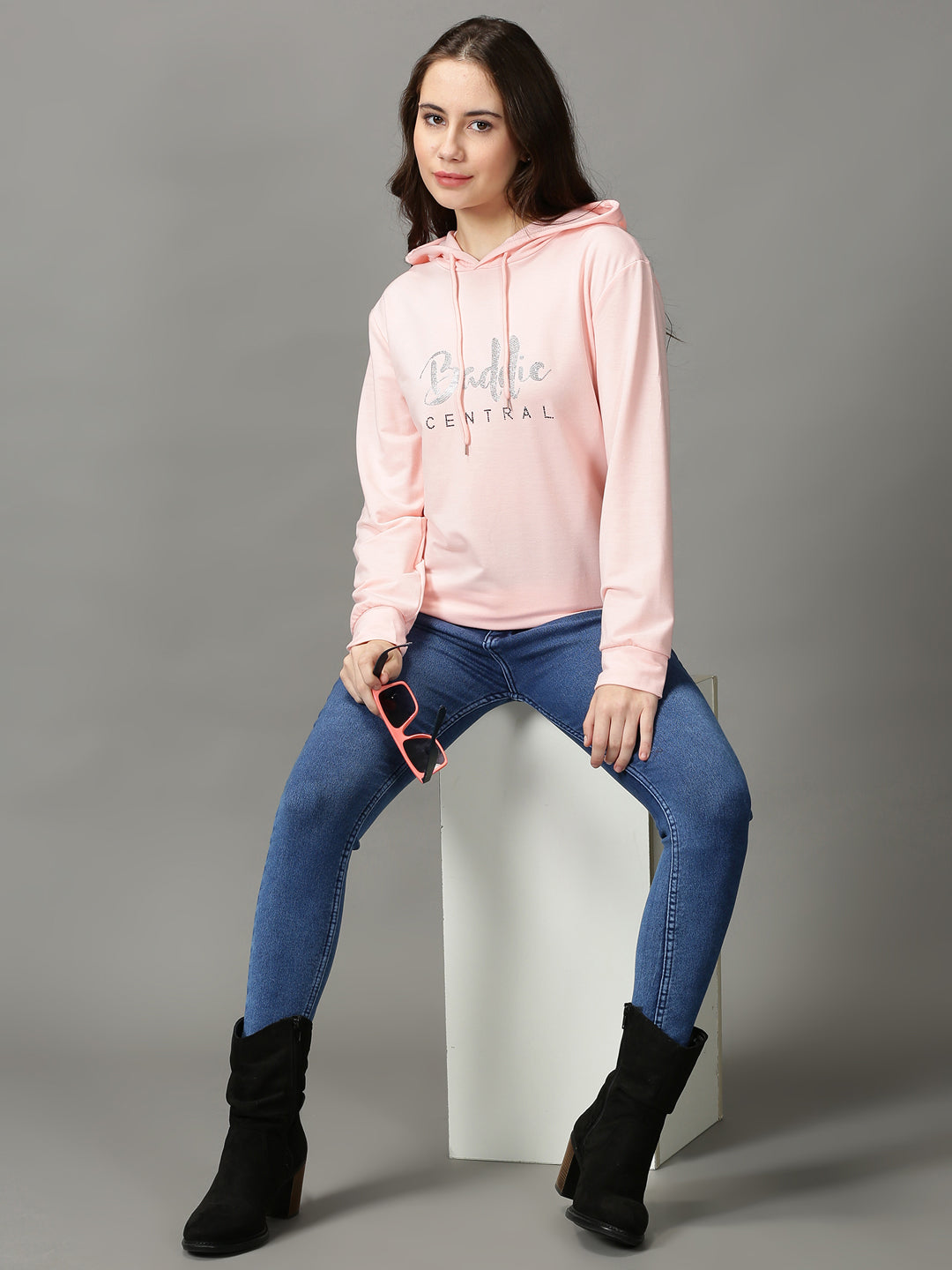 Women's Pink Solid Sweatshirt