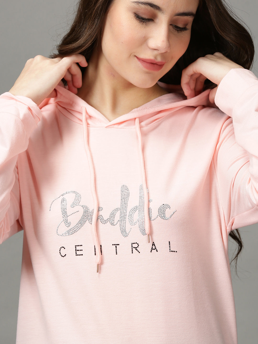 Women's Pink Solid Sweatshirt