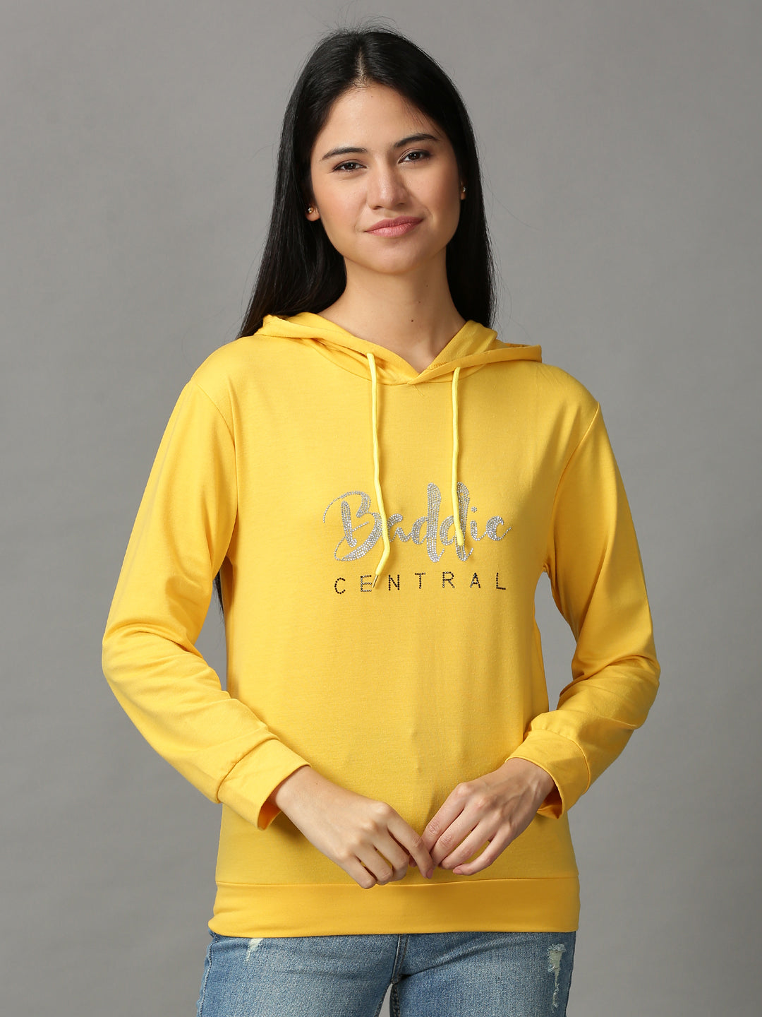 Women's Yellow Solid Sweatshirt