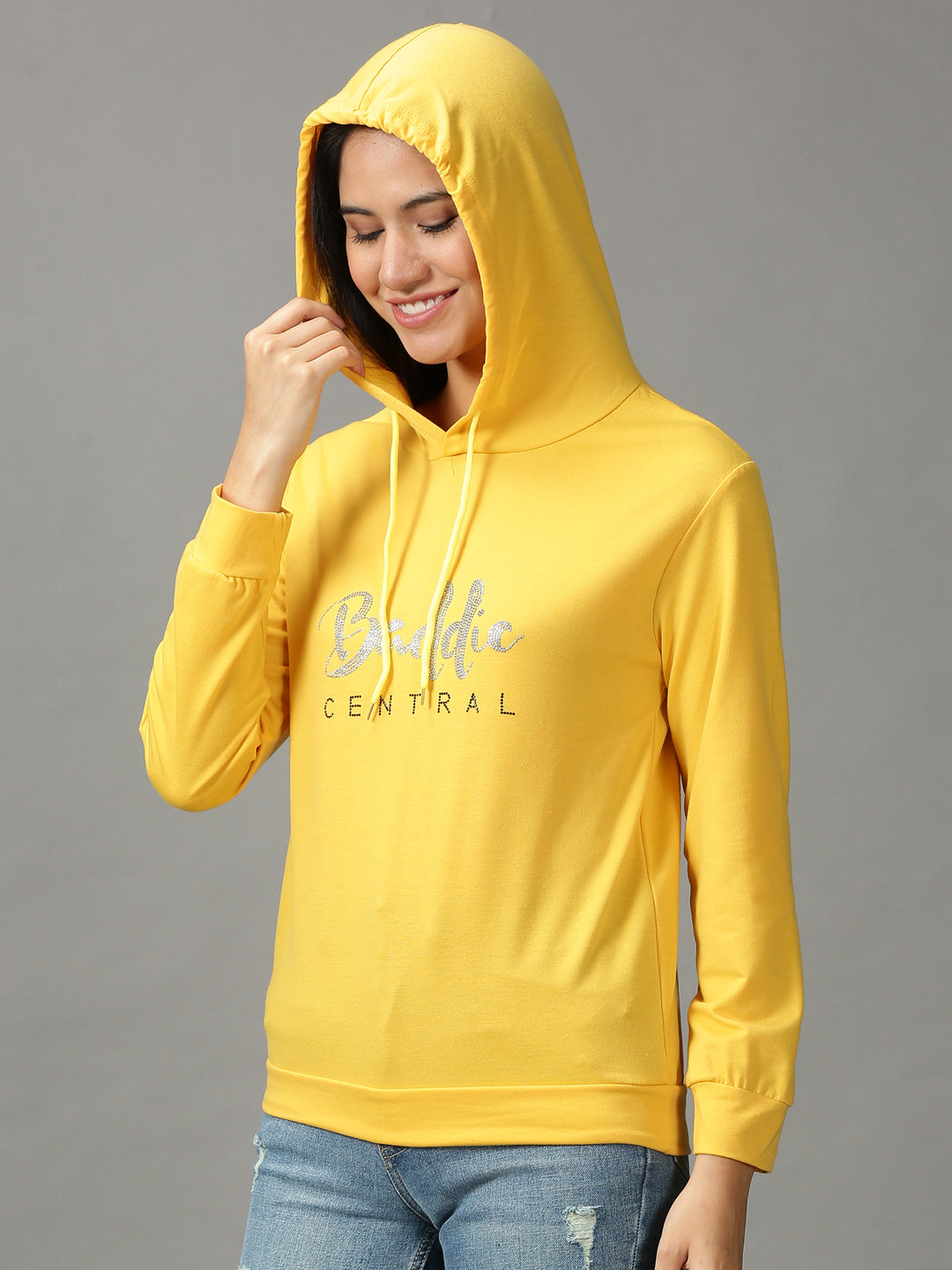 Women's Yellow Solid Sweatshirt