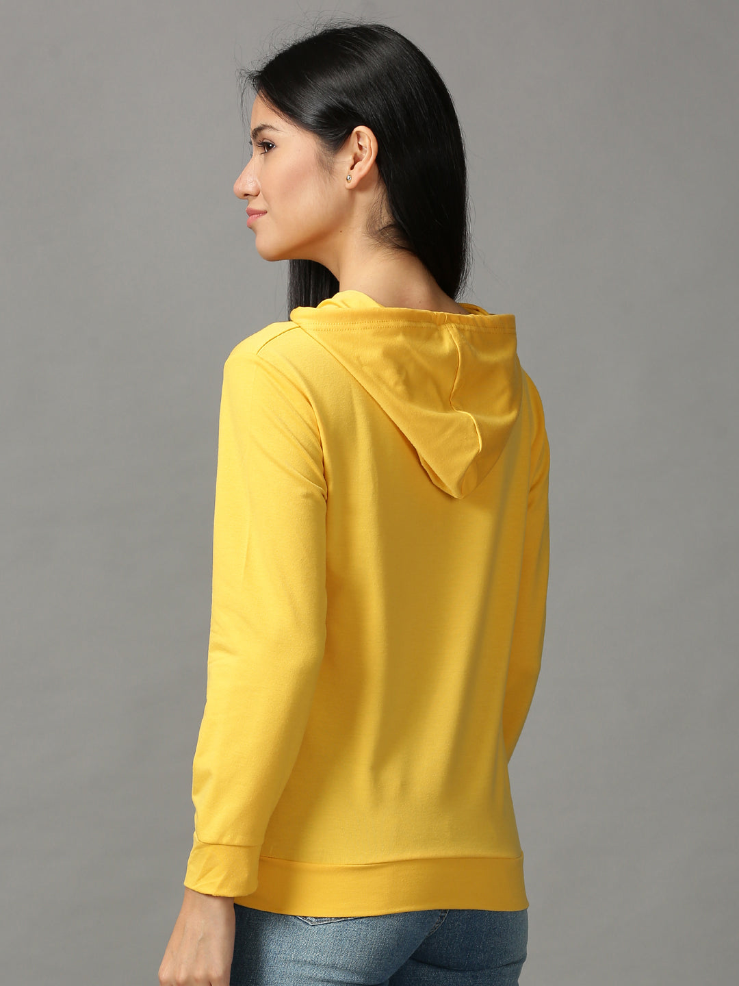 Women's Yellow Solid Sweatshirt