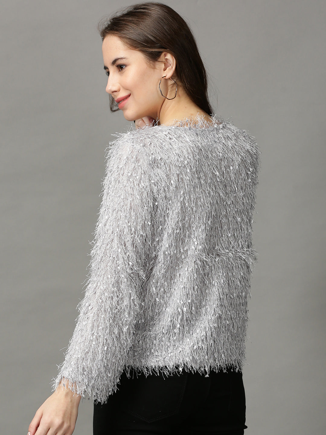 Women's Grey Solid Top