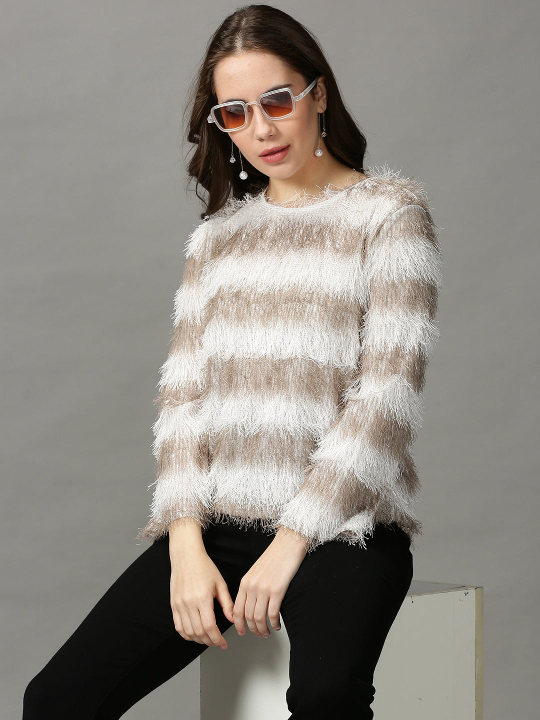 Women's Grey Solid Top