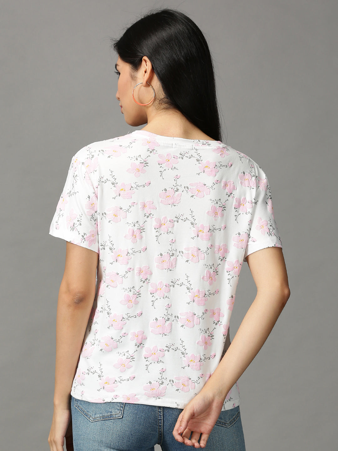 Women's White Printed Top