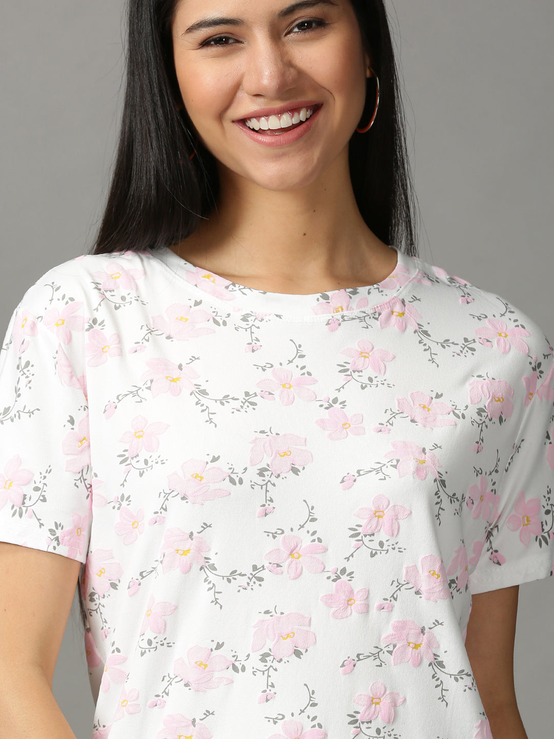 Women's White Printed Top