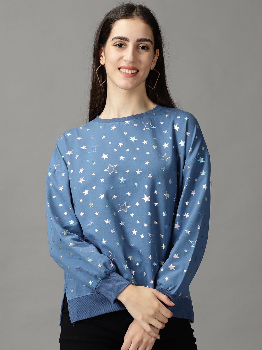 Women's Blue Printed Top