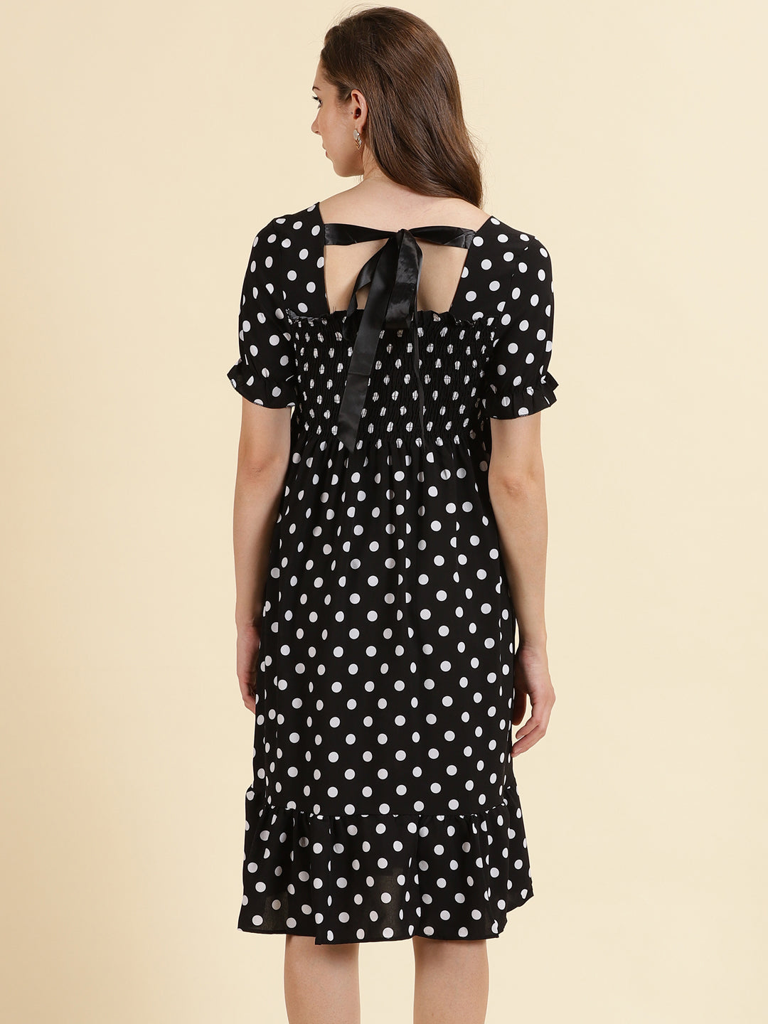 Women's Black Printed Fit and Flare Dress